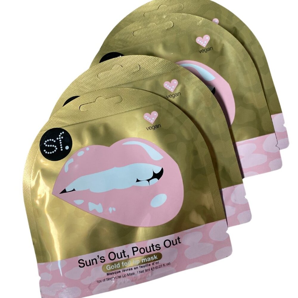 SFGlow Sun's Out, Pouts Out Gold Foil Leopard Lip Mask – 4 Pack​